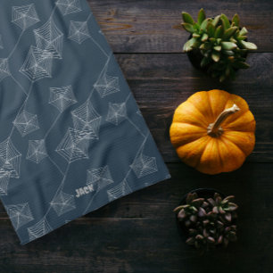 Seamless pattern print grey spider webs, custom tea towel