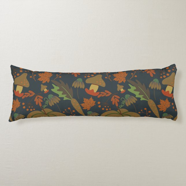 Seamless pattern Pumpkin & carrot dark background Body Cushion (Front)