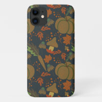 Seamless pattern Pumpkin & carrot dark background