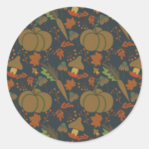 Seamless pattern Pumpkin & carrot dark background Classic Round Sticker