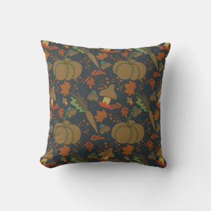 Seamless pattern Pumpkin & carrot dark background Cushion