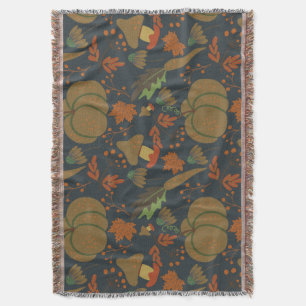 Seamless pattern Pumpkin & carrot dark background Throw Blanket