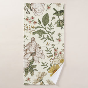 Seamless pattern. Realistic blooming isolated flow Bath Towel