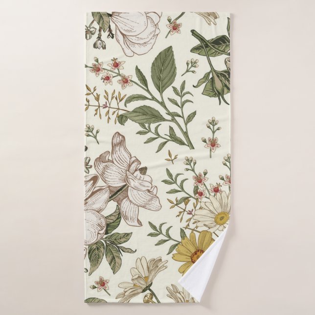 Seamless pattern. Realistic blooming isolated flow Bath Towel (Bath Towel)