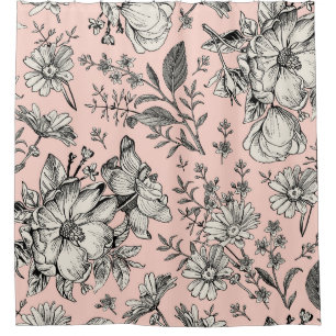 Seamless pattern. Realistic blooming isolated flow Shower Curtain