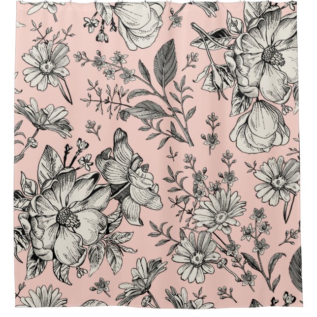 Seamless pattern. Realistic blooming isolated flow Shower Curtain (Front)