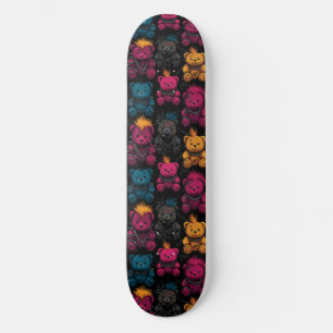 Seamless Pattern Rebellious Punk Rock Teddies Skateboard