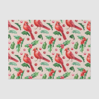Seamless pattern red cardinal birds tissue paper