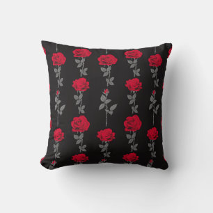 Seamless pattern red rose flowers vintage abstract cushion