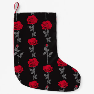Seamless pattern red rose flowers vintage abstract small christmas stocking