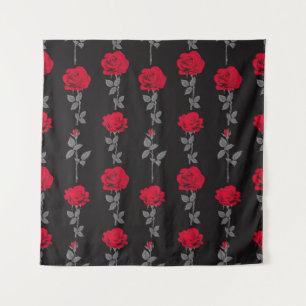 Seamless pattern red rose flowers vintage abstract tapestry