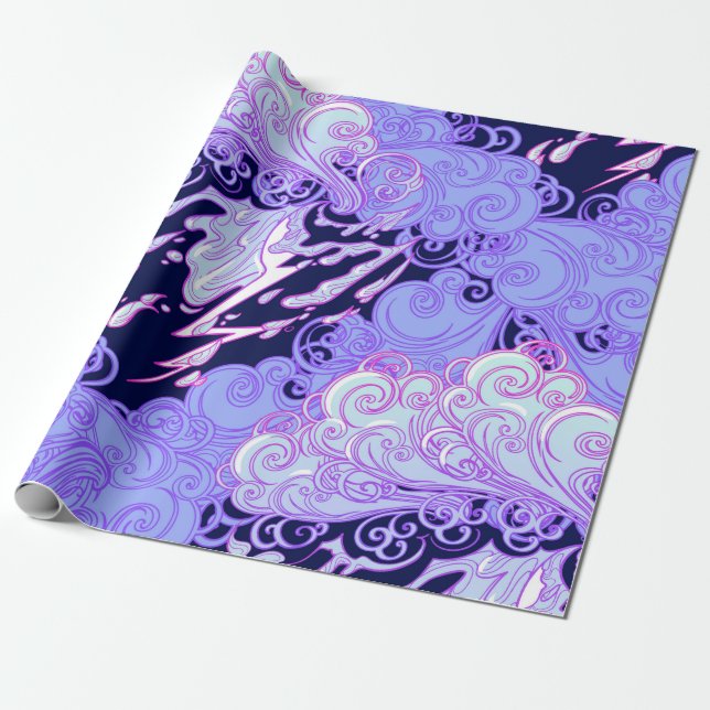 Seamless pattern. Retro style curly decorative clo Wrapping Paper (Unrolled)