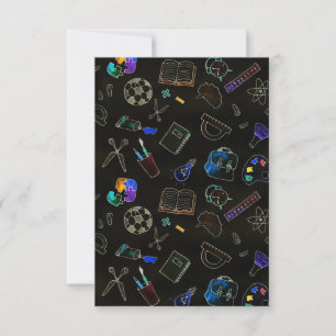 Seamless pattern school supplies, school thank you card
