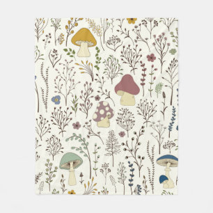 Seamless pattern. Set of colorful wild plants and Fleece Blanket