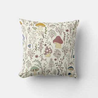 Seamless pattern. Set of colourful wild plants and Cushion