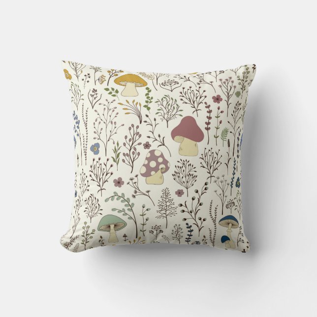 Seamless pattern. Set of colourful wild plants and Cushion (Front)