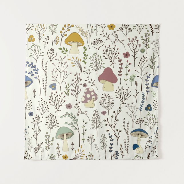 Seamless pattern. Set of colourful wild plants and Tapestry (Front)