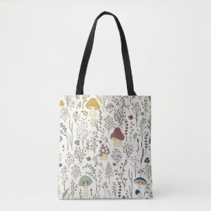 Seamless pattern. Set of colourful wild plants and Tote Bag