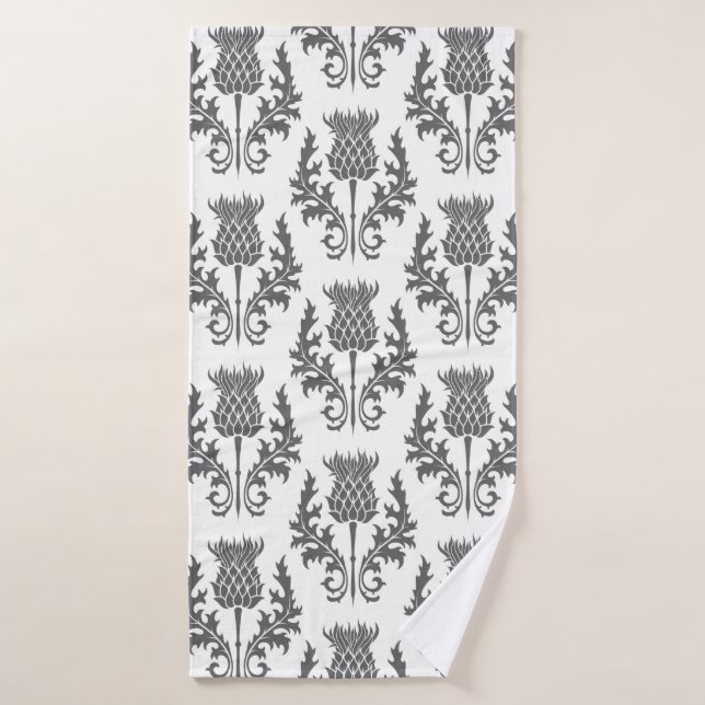 seamless pattern silhouette thistle bath towel (Bath Towel)