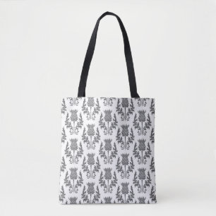 seamless pattern silhouette thistle tote bag