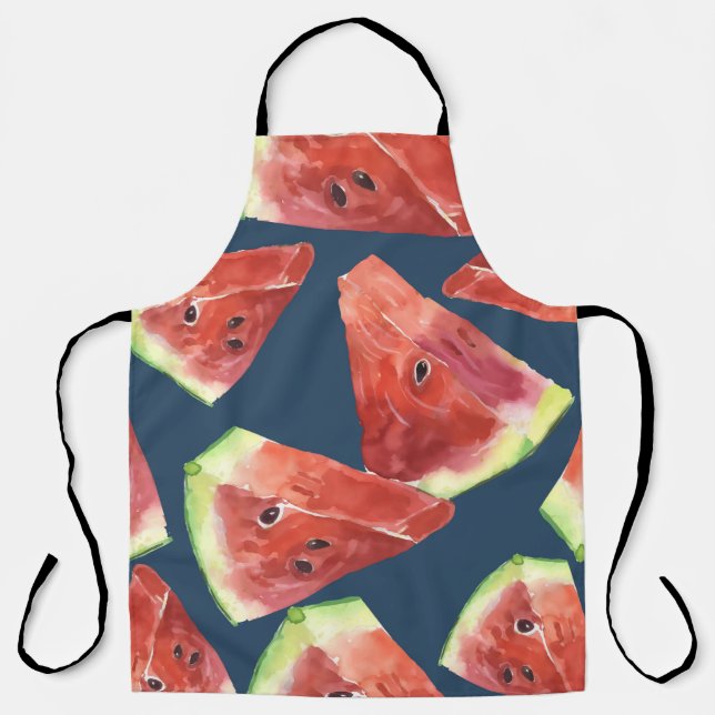 Seamless pattern. Slices of watercolor watermelon. Apron (Front)