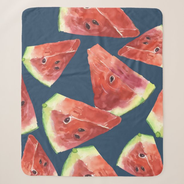 Seamless pattern. Slices of watercolor watermelon. Sherpa Blanket (Front)