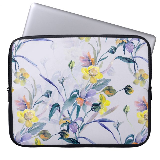 Seamless Pattern Spring Wildflowers. Laptop Sleeve (Front)