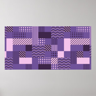 Seamless pattern. Square tiles with chaotic orname Poster