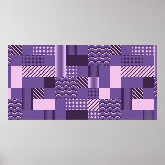 Seamless pattern. Square tiles with chaotic orname Poster (Front)
