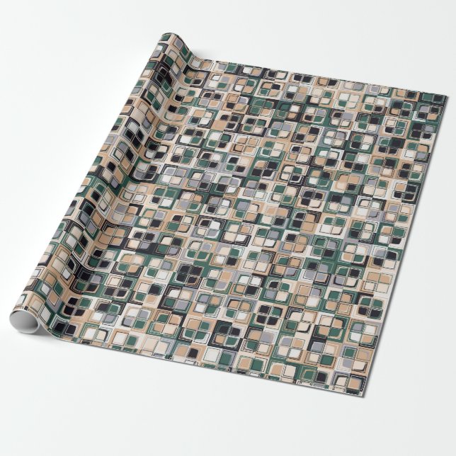Seamless pattern. Squares forming a colourful pict Wrapping Paper (Unrolled)