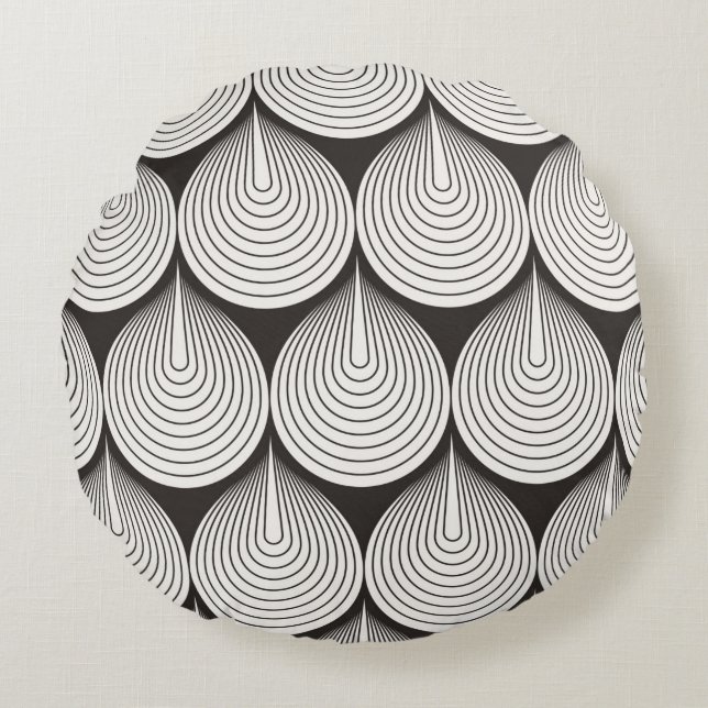 Seamless pattern. Stylish monochrome ornament. Geo Round Cushion (Front)
