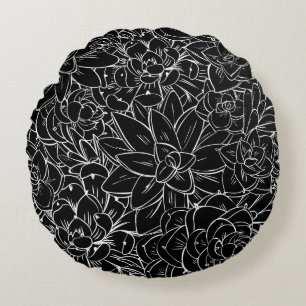 Seamless pattern succulent. Floral vintage design Round Cushion