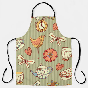 Seamless pattern "summer tea party" apron
