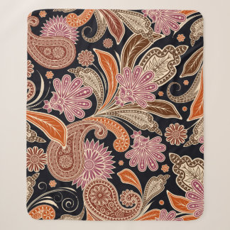 Seamless Pattern Traditional Paisley Design Sherpa Blanket