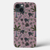 Seamless pattern Tropical animals monkey jumping