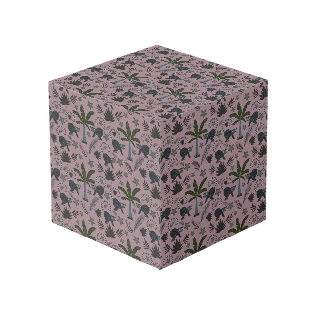 Seamless pattern Tropical animals monkey jumping Cube (Front Angled)