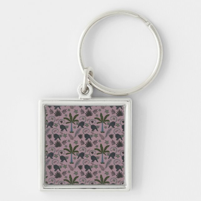 Seamless pattern Tropical animals monkey jumping Key Ring (Front)