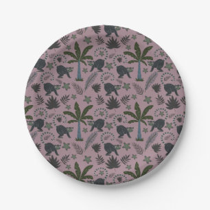 Seamless pattern Tropical animals monkey jumping Paper Plate