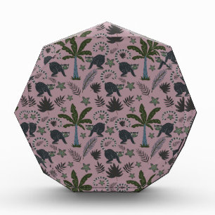 Seamless pattern Tropical animals monkey jumping Photo Block