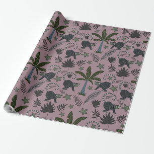 Seamless pattern Tropical animals monkey jumping Wrapping Paper