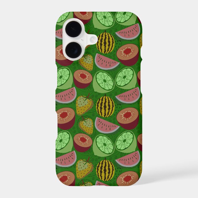 Seamless pattern tropical fruit & green background (Back)