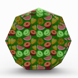 Seamless pattern tropical fruit & green background photo block