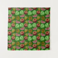 Seamless pattern tropical fruit & green background