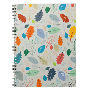 Seamless Pattern - vintage Autumn Leaves Illustrat Notebook