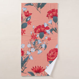 Seamless pattern vintage floral design with roses. bath towel