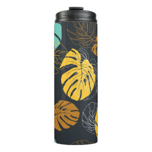 seamless pattern wallpaper of tropical leaf thermal tumbler