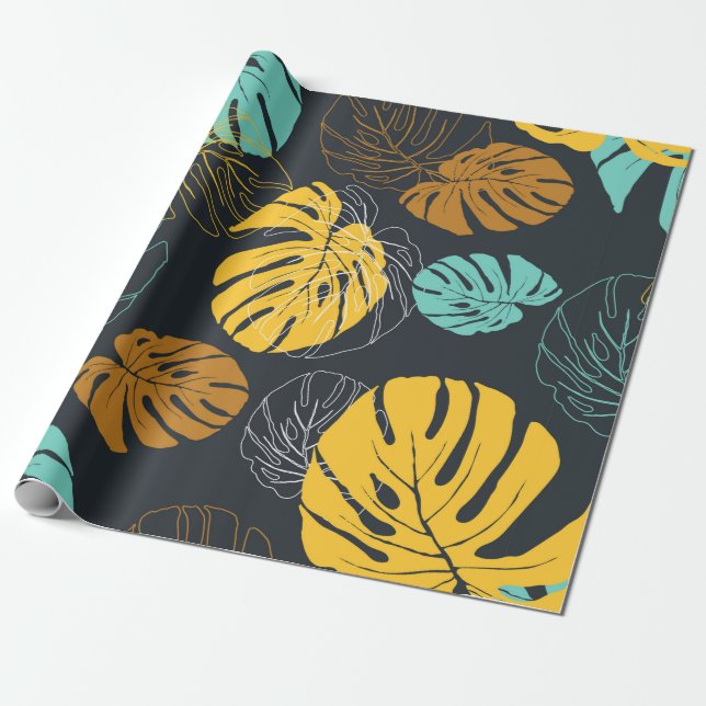 seamless pattern wallpaper of tropical leaf  wrapping paper (Unrolled)