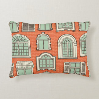 Seamless pattern with a vintage windows.  decorative cushion