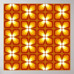 Seamless pattern with abstract floral elements and poster