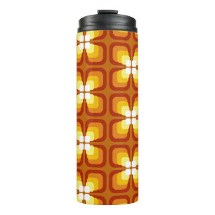 Seamless pattern with abstract floral elements and thermal tumbler